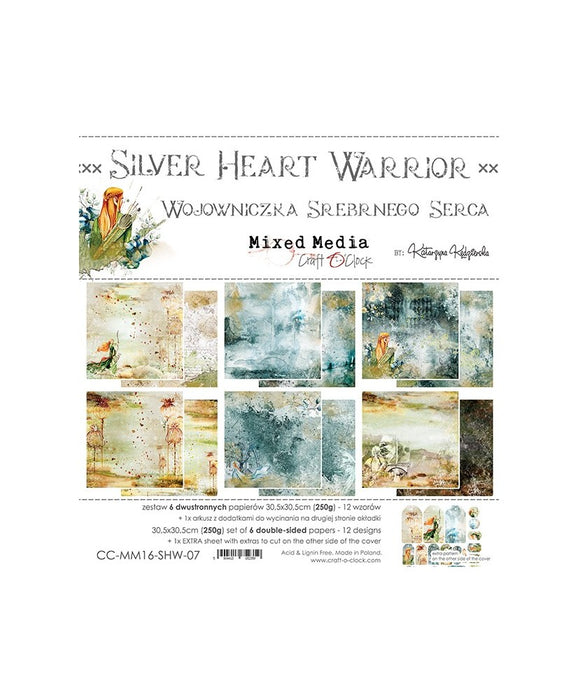 Craft O Clock - Silver Heart Warrior Collection - Paper Pad 12x12 12/Pkg
