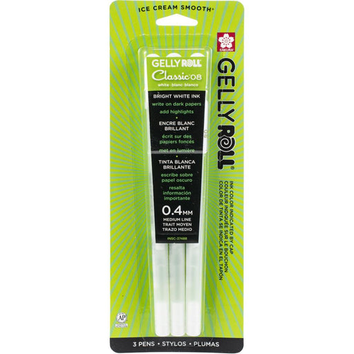 Gelly Roll - Medium Bright Ink Pens - 0.4mm 3/Pkg - White