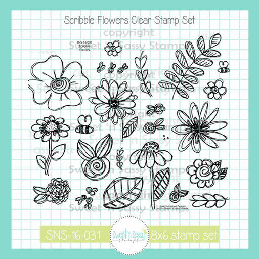 Sweet-n-Sassy-Stamps - Scribble Flowers Clear Stamp Set