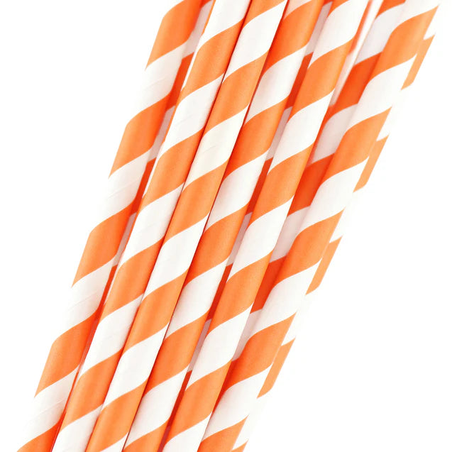 Weddingstar - Candy Striped Straw - Peach - 75 piece