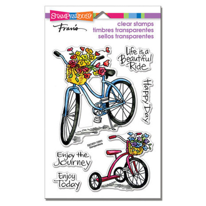 Stampendous - Perfectly Clear Stamps - Basket Bikes