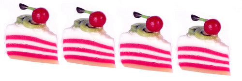 Town Square Miniatures - Strawberry sliced cake - Set of 4