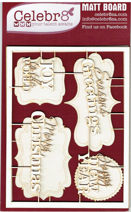 Celebr8 - Matt Board - Layered Chipies - Christmas Tags