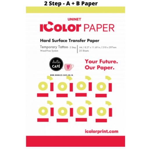 IColor Temporary Tattoo 2 Step Transfer and Adhesive Media Kit - A4 Size - 10pk