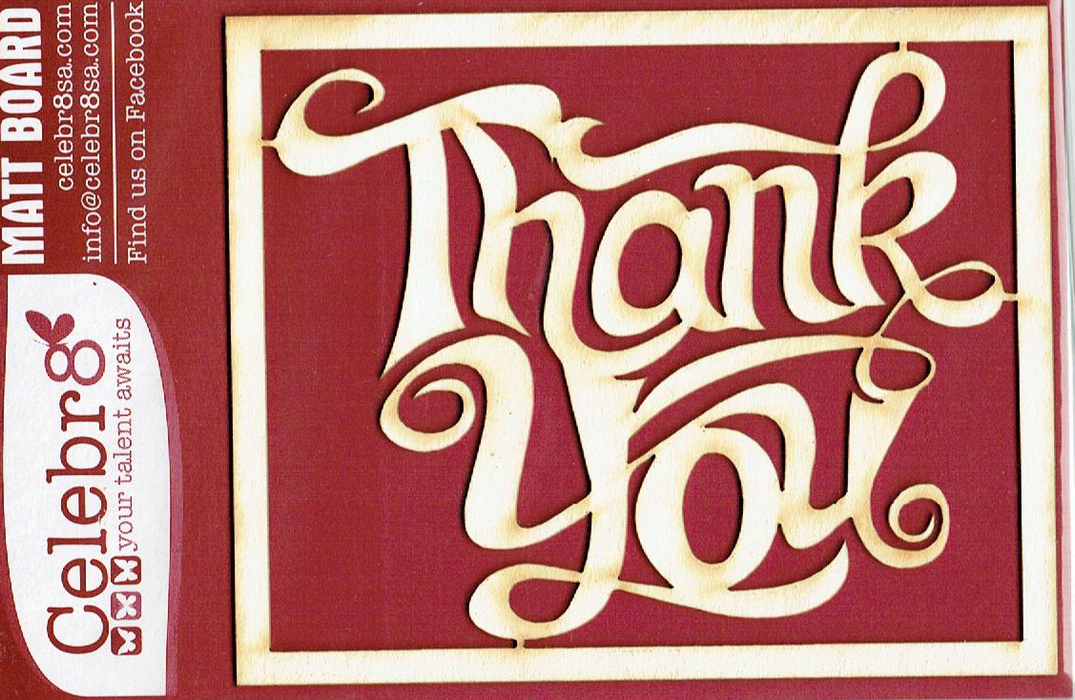 Celebr8 - Embellishments - Matt Board - Thank You