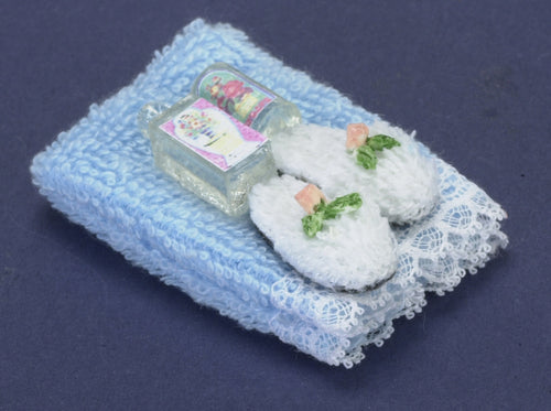 Town Square Miniatures - Towel set with lotion - Blue