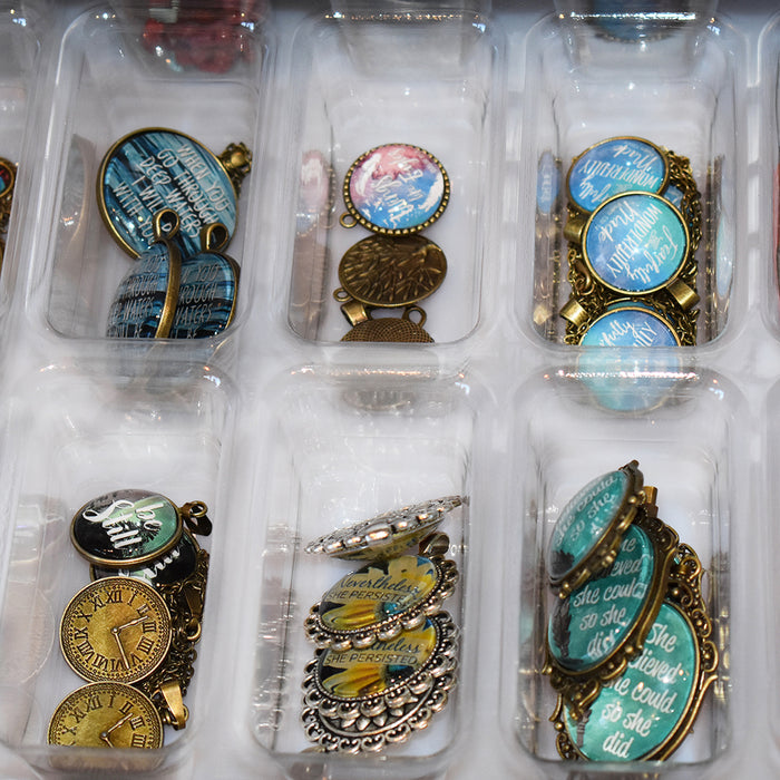 Doodles Best Craft Organizer - Crafting Storage Cabinet - Drawers with Inserts - Bar Height - Wood Grain