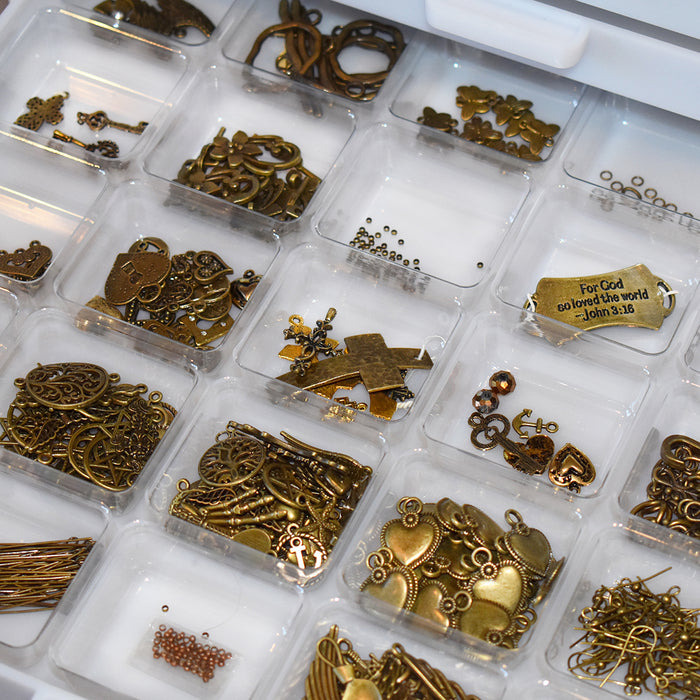 Doodles Best Craft Organizer - Crafting Storage Cabinet - Drawers with Inserts - Bar Height - Wood Grain