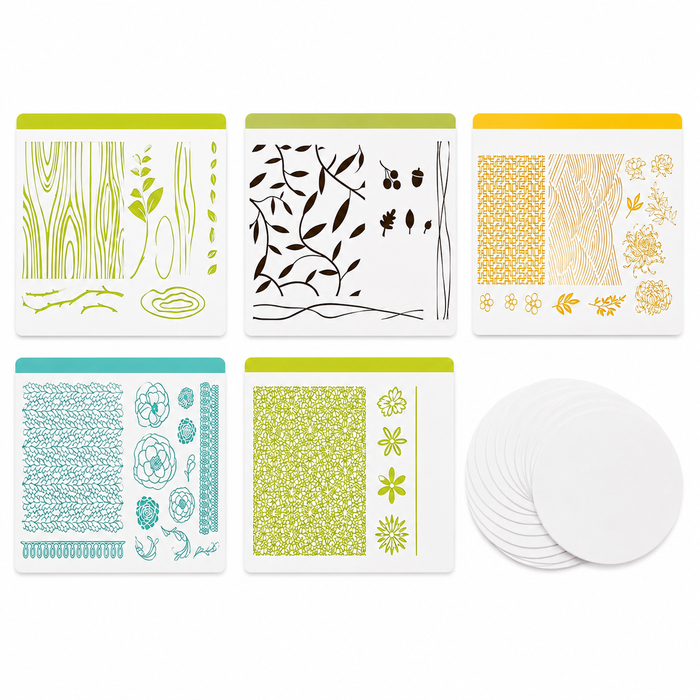 Doodles Nature's Impressions Embossing Letterpress Bundle - 5 Plate Sets plus Premium Paper