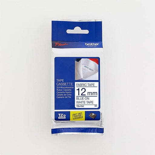 Brother - TZe Blue on White Fabric Tape - 12mm