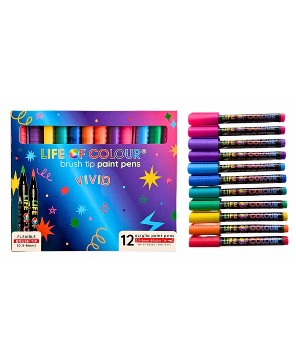 Life In Colour - Vivid Brush Tips 12pcs 0.5-8mm Flexible Tips