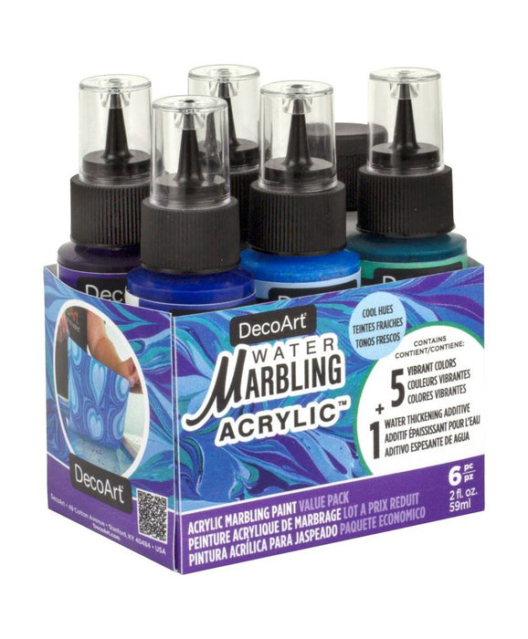 DecoArt - Water Marbling Acrylic Paint - Cool Hues 6pc 59ml