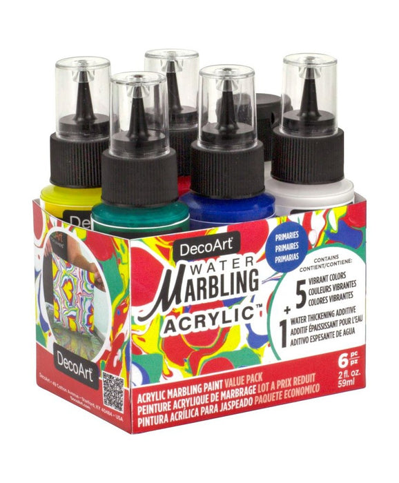 DecoArt - Water Marbling Acrylic Paint - Primaries 6pc 59ml