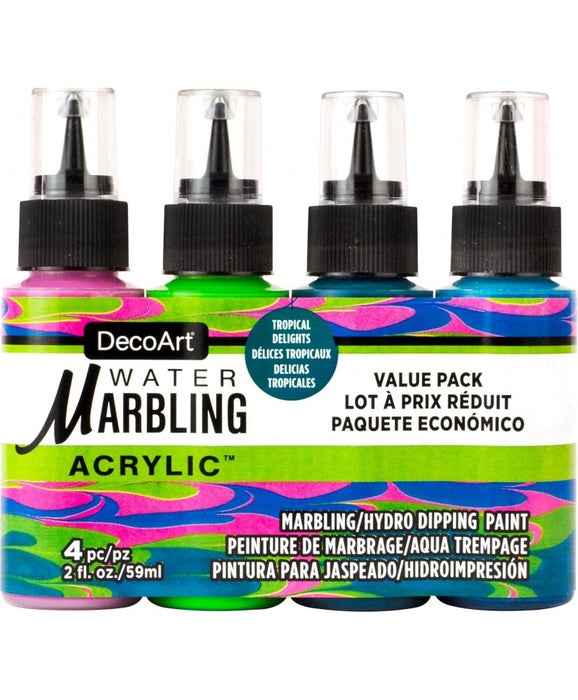 DecoArt - Water Marbling Acrylic Paint - Tropical 4pc 59ml