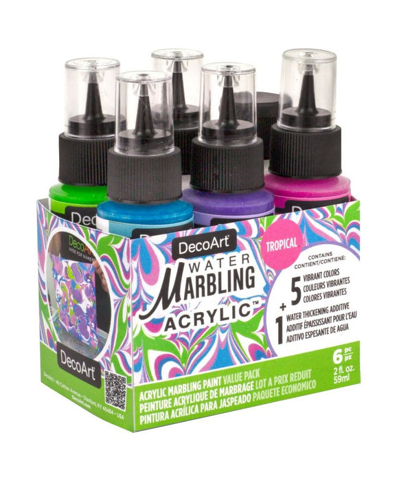 DecoArt - Water Marbling Acrylic Paint - Tropical 6pc 59ml