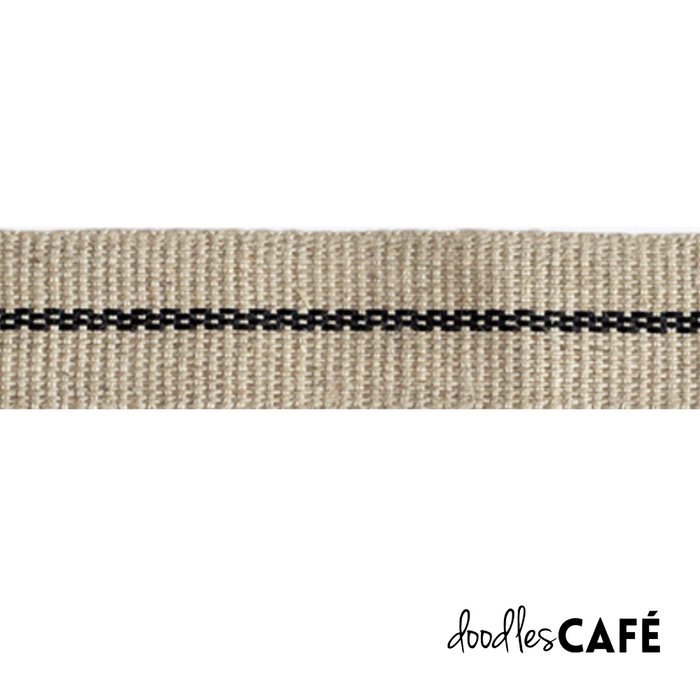 Flax Ribbon - Striped – Natural / Black (20mm x 1 Meter)