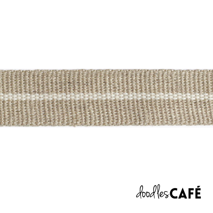 Flax Ribbon - Striped – Natural / Light Cream (20mm x 1 Meter)