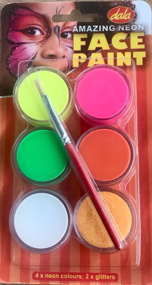 Dala face Paint Kit (6x10ml) With Brush - Amazing Neon