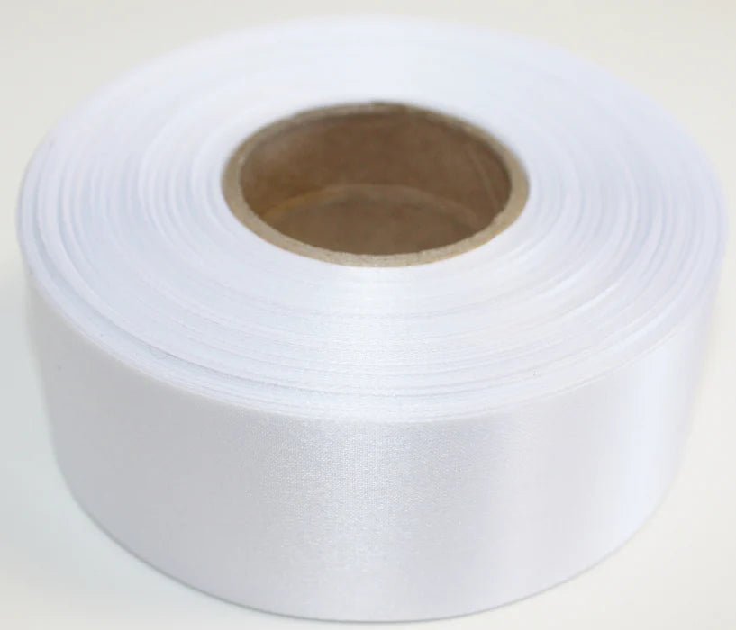 Doodles Cafe - Satin Ribbon - White - 50mm x 50m