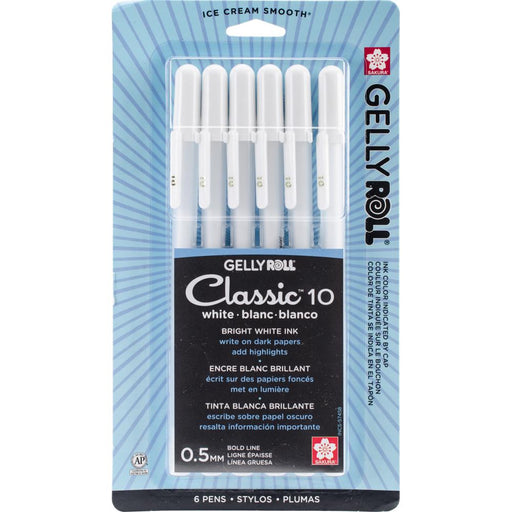 Gelly Roll - Bold Bright Ink Pens - 0.5mm 6/Pkg - White