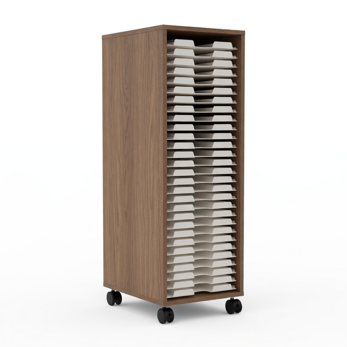 Doodles Best Craft Organizer - Crafting Storage Cabinet - Paper Shelves - Bar Height - Wood Grain and White