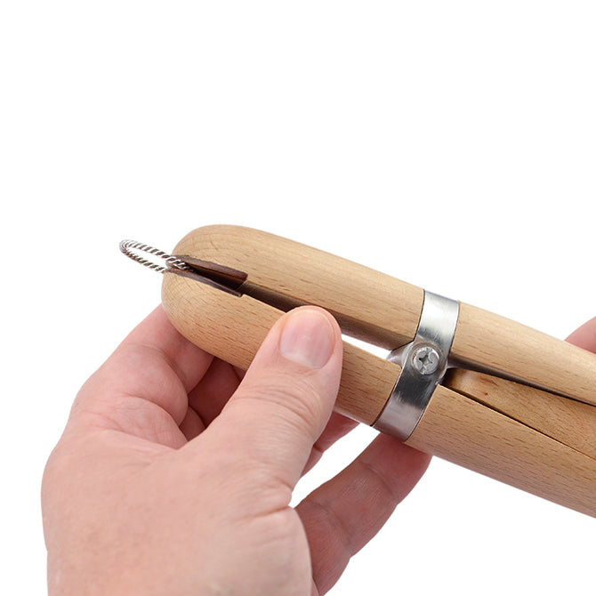 Wooden Ring/Wire Clamp with leather tip inserts and wedge