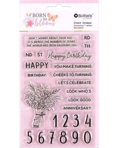 Rosie's Studio Born to Bloom Clear Reusable Stamps (1 Sheet)