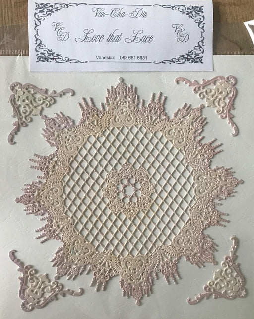 Van-Cha-Din - Mixed Media - 3D Decorative Lace Embellishment - Cream/Beige Doily