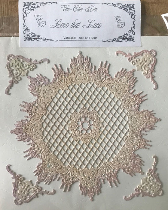 Van-Cha-Din - Mixed Media - 3D Decorative Lace Embellishment - Cream/Beige Doily