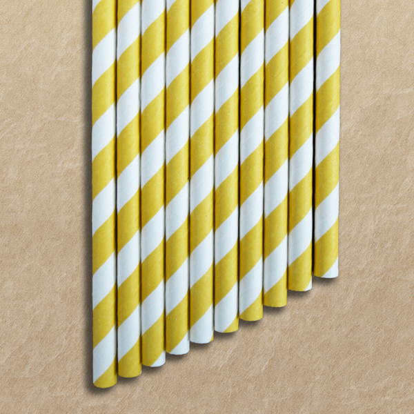 Weddingstar - Candy Striped Straw - Yellow - 75 piece