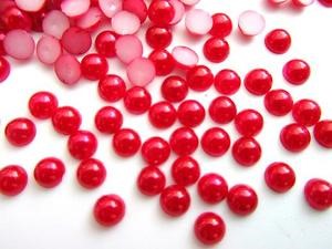 Doodles - Flat Back Acrylic Pearls - 5mm - Red